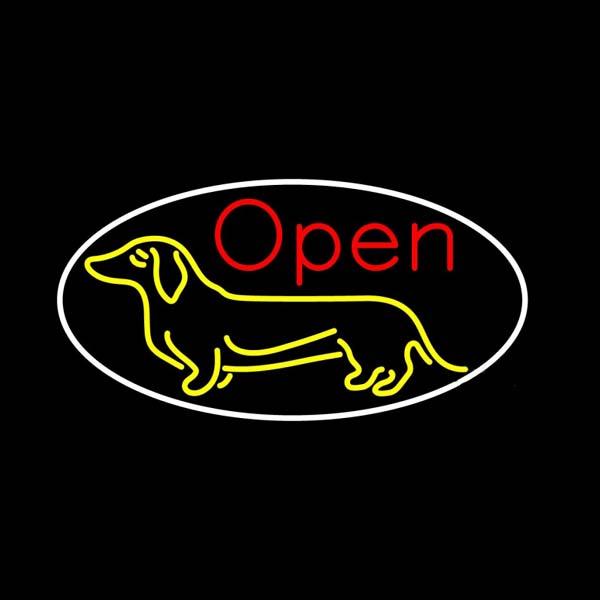 Dog Open Neon Sign Custom Handmade Real Glass Tube Pets Clinic Hospital Store Pet Retention Adertisement Display Neon Signs 24