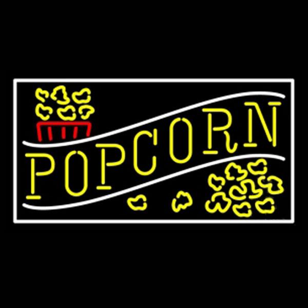 Yellow Popcorn With Border Neon Sign Hand-crafted Custom Real Glass Tube Store KTV Cinema Theatre Advertising Display Neon Signs 24