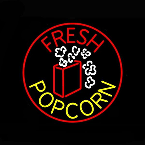 Red Fresh Yellow Popcorn Neon Sign Hand-crafted Custom Real Glass Tube Store KTV Cinema Theatre Advertising Display Neon Signs 24