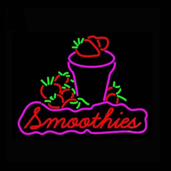 Red Smoothies Strawberry Neon Sign Handmade Real Glass Tube Shop Store Bar Motel Fruit Home Art Home Decoration Display Neon Signs 24