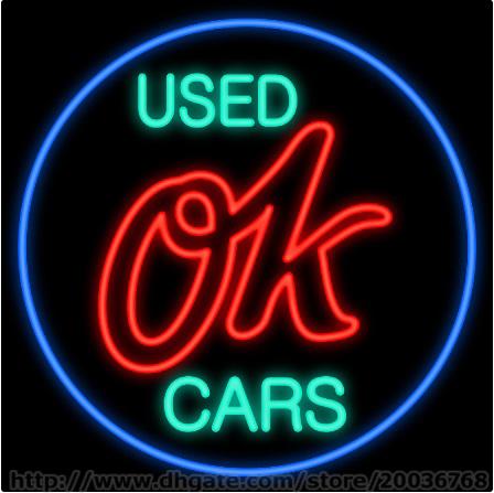 OK Used Car Neon Sign Custom Real Glass Tuble Shop Company Store Display Automobile Vehicle Advertising Second Hand Cars Neon Signs 24