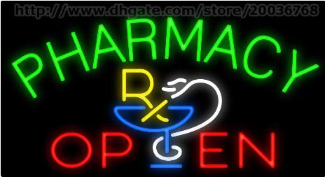 Pharmacy Open Neon Sign Custom Handmade Medicine Store Clinic Hospital Advertisement Display Real Glass Tube LED Neon Signs 37