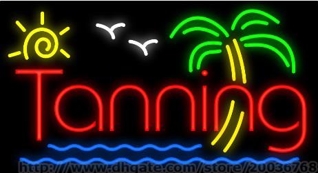 Sun Tanning Neon Sign Custom Handmade Sandy Beach Advertisement Display Real Glass Tube LED Neon Signs 37