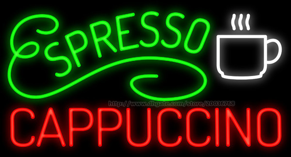 Espresso Cappuccino Neon Sign Custom Store Pub Restaurant Bar KTV Disco Club Pub Coffee Advertisement Sign Real Glass Tube LED Sign 37