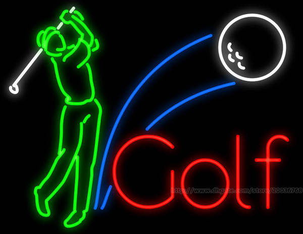 Golfer Swinging Neon Sign Custom Golf Course Advertisement Sport Games Display Real Glass Tube Neon Signs 37