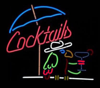 Cocktails Umbrella Sandy Beach Parrot Neon Sign Drink Bar Store Pub Club Handmade Custom Real Glass Advertising Display Neon Signs 17