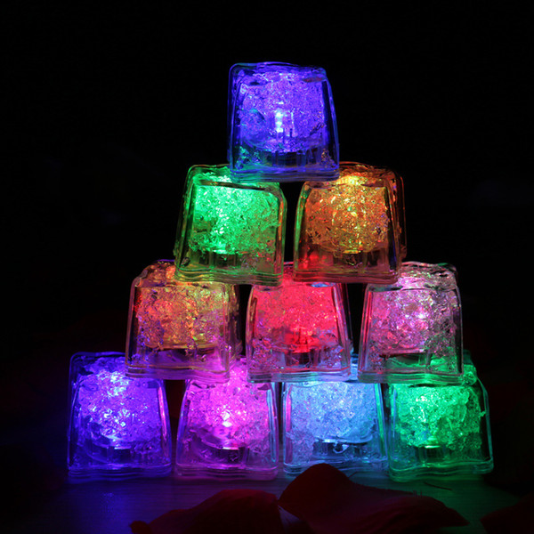 Mini LED Party Lights Square Color Changing LED ice cubes Glowing Ice Cubes Blinking Flashing Novelty Party Supply bulb AG3 Battery