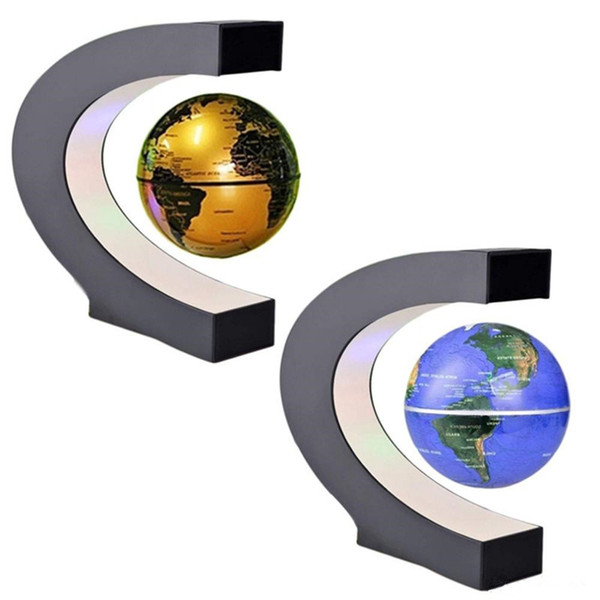 Novelty C Shape LED World Map Floating Globe Magnetic Levitation Light Antigravity Magic/Novel Lamp Birthday Home Dec Night lamp