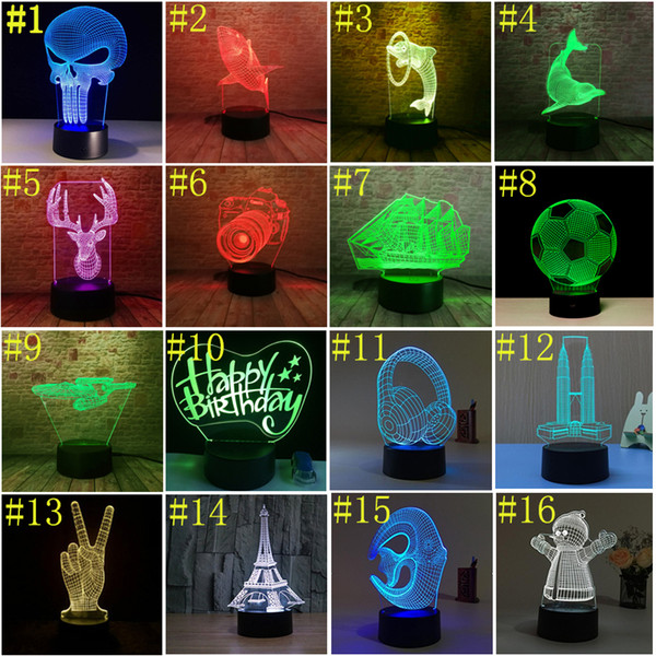 3D led lights 7 Color Touch Switch LED Night Light Acrylic 3d optical illusion lamp Atmosphere Novelty Lighting 48 Pattern Optional