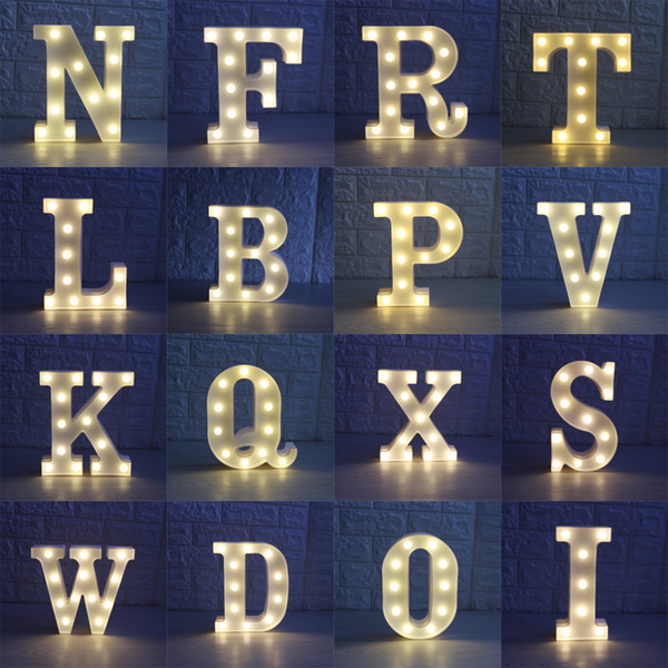 DELICORE 26 Letters White LED Night Light Marquee Sign Alphabet Lamp For Birthday Wedding Party Bedroom Wall Hanging Decor S025M