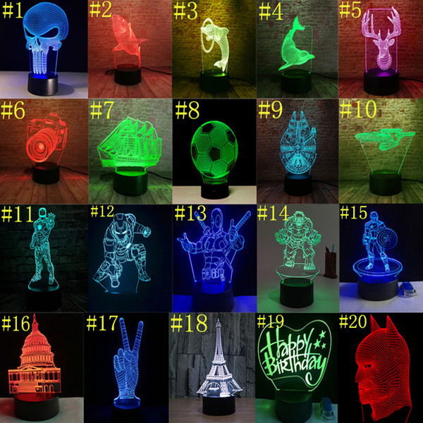 3D LED Night Light 7 Color Touch Switch led lights USB Acrylic 3d optical illusion lamp Atmosphere Novelty Lighting