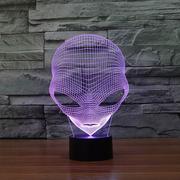 Unique 3D Night Light Special Alien Shape LED Table Lamp With USB Power HR-3048 With 7 Color Light.