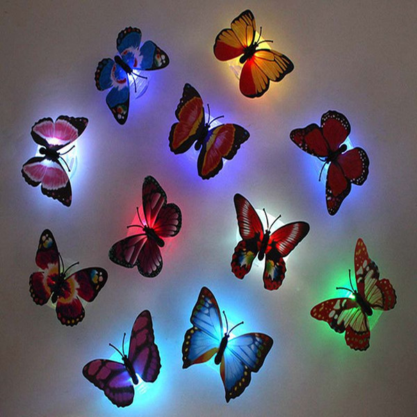 Decoration Creative Random Color colorful luminous led butterfly night light glowing dragonfly Baby Kids Room Wall Light Lamp free shipping