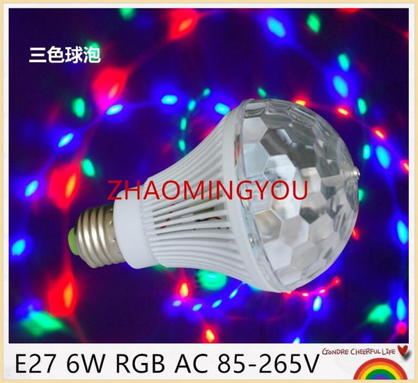 YOU E27 6W RGB 85-265V High Power Colorful Auto Rotating RGB projector Crystal led Stage Light Magic Ball DJ party disco effect B