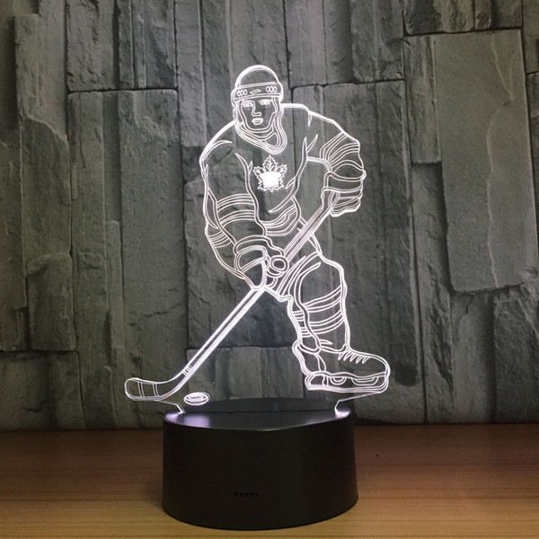 Hockey Ice Ball Player 3D Optical Illusion Lamp Night Light DC 5V USB Charging AA Battery Wholesale Dropshipping Free Shipping