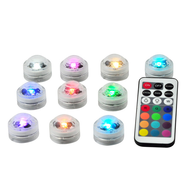 LED RGB Submersible Lights Waterproof Night Lights Remote Controller Battery Powered For Weeding Tea Light Vase Party Decor Light 12pcs/lot