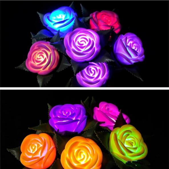 Rose Flowers LED Light Wedding Favors Romantic Valentine's Day Night Lights Lamps Light Up Toy Festival Party Decoration