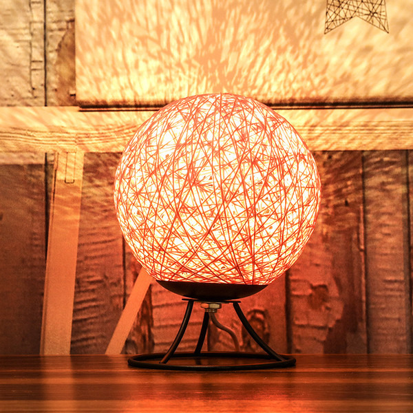 Colored rattan ball night light, wooden LED night light, USB charging dimming table lamp, bedside atmosphere lamp