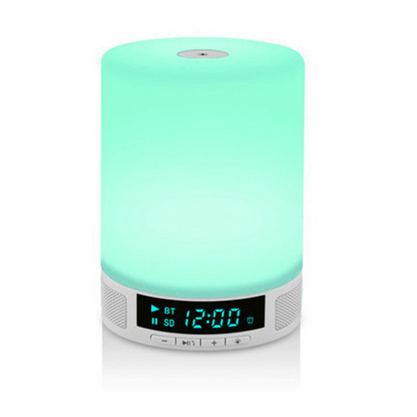 Wholesale- Wireless Bluetooth Speaker Music Sound Box With Alarm Clock Function Touch LED Table Lamp Support Hands-free Call TF Card Slot