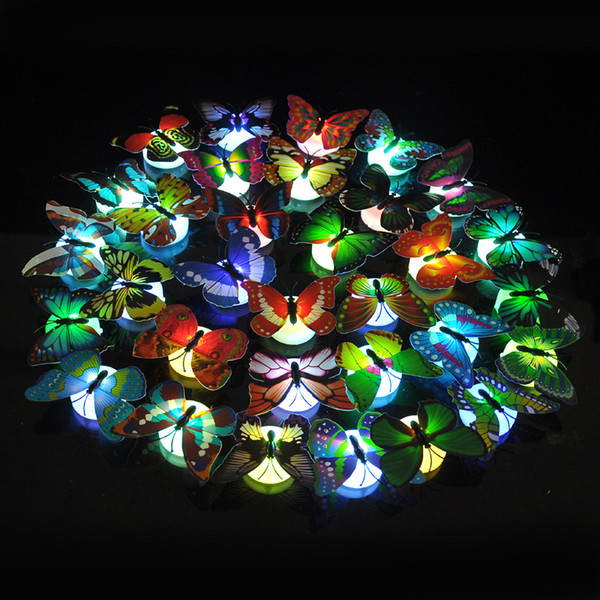 colorful changeable led butterfly lights night light indoor wall pad stick light for sale energy saving home light