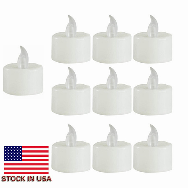 Stock in US Flickering Battery Operated LED Candle Tea light yellow Candles Flameless Smokeless Romantic Candle Light