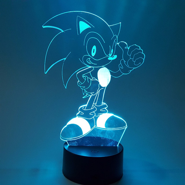 Sonic 3D Nightlight Visual Illusion LED RGB Changing Sonic The Hedgehog Action Figure Novelty Light For Christmas