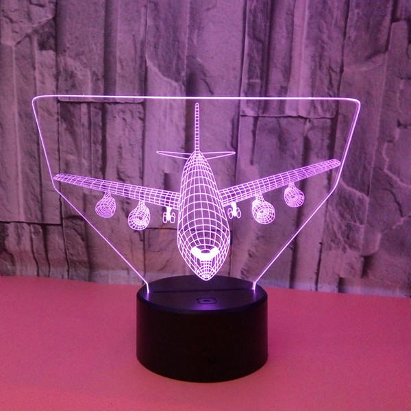 Parallel Aircraft 3d Small Night-light Colorful 3d Three-dimensional Vision Small Desk Lamp 3d Led Lamp Customized Production