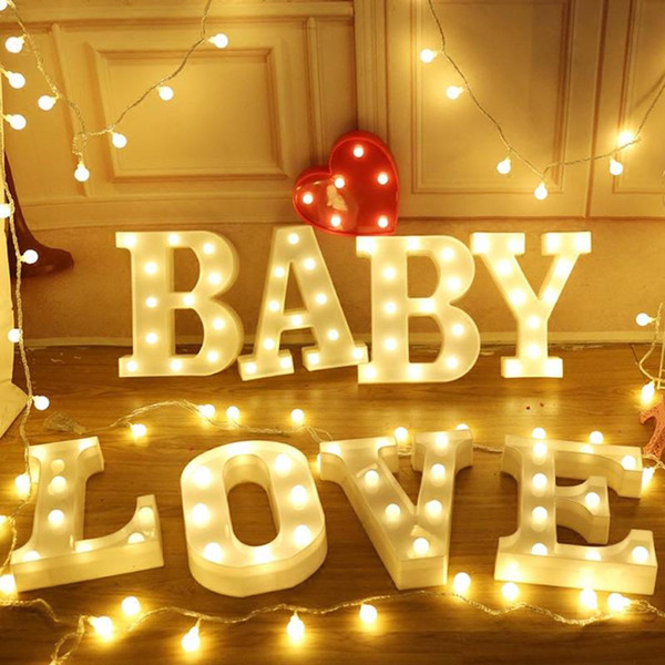 White Letter LED Marquee Sign Alphabet Light Indoor Wall Hanging Night Light Desk Table Bedroom Wedding Birthday Party Decor