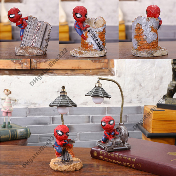 Spiderman Night Lights Doll Toys Avengers Led Night Light Resin Craft Kid's Home Desktop Table Lamp Figurines Birthday Xmas Decoration