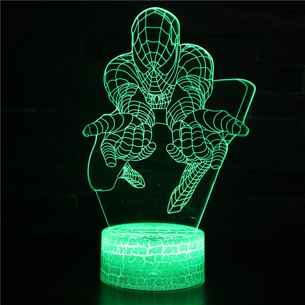 Spiderman Night Light 3D Illusion Lamp 3 Pattern and 7 Color Change Spiderman LED Nightlight with Remote Control for Kid Gift for Boys