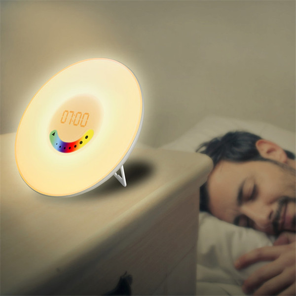 New Chargeable Healthy Alarm Clock Digital Discoloration Watch Steel+Plastic Bedroom Wake Up luminous LED Light Lamp Men Women Watch