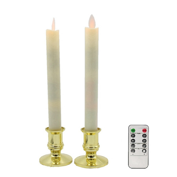 LED Candles, 2pcs/lot Dancing Flame Taper Candle Lights Moving Wick by Remote Control RC, for Christmas Decoration Wedding Decor