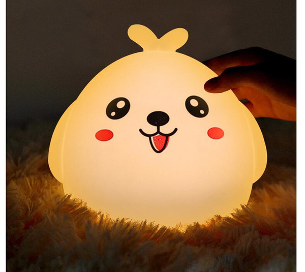 Factory direct sales creative gifts silicone night light colorful charging puppy silica gel lamp LED Night Light