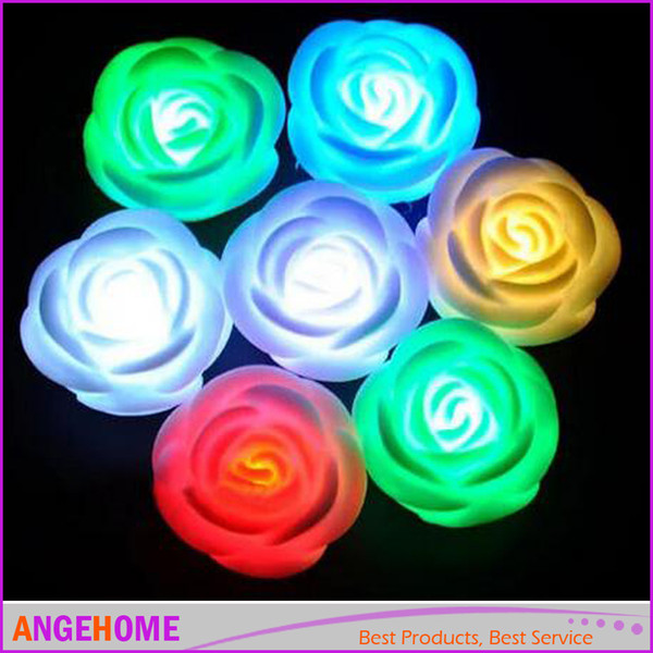 Electronic 7 Changing Color LED Rose Flower Candle lights smokeless flameless roses love lamp Wedding Party Decor chirstmas gift