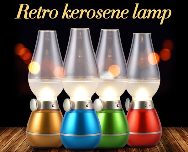 2015 new LED Blowing Control Lamp Retro Kerosene Llamp USB Rechargeable Lamp LED Blow On-Off Night Light Novelty Retro Kerosene