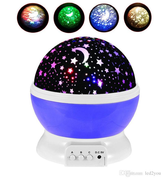 2017 Newest Romantic New Rotating Star Moon Sky Rotation Night Projector Light Lamp Projection with high quality Kids Bed Lamp