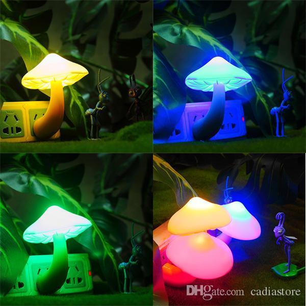 Mushroom LED Night Lighting Romantic Light-controlled Sensor Lamps US Plug Cute E00193 SMAD