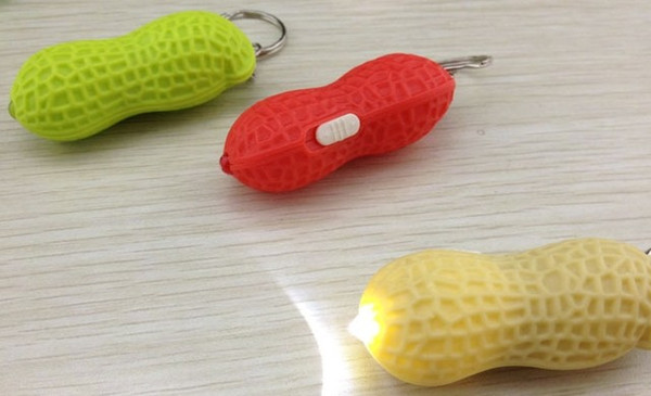 FREE FEDEX 500pcs/lot RA LED Cute Bright Mini Peanut Torch Flash light Keychain 1 LED Flashlight Gift Free Shipping