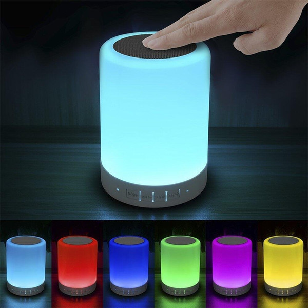 Touch Bedside Lamp - with Bluetooth Speaker, Dimmable Color Night Light, Outdoor Table Lamp with Smart Touch Control, for Kids Sleeping Aid