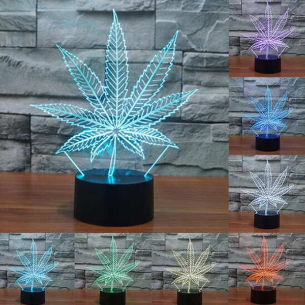 Maple Leaf 3D Night Light LED Touch Switch Leaves 3D Lamp Usb 7 Colors Changing Acrylic Desk Table Lamp Creative Toys Gift