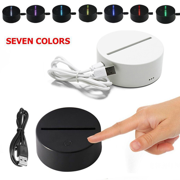 3D LED Lamp Base 7 Color Touch Switch led lights 4mm Acrylic Panel 3d optical illusion Lamp Battery or DC 5V USB