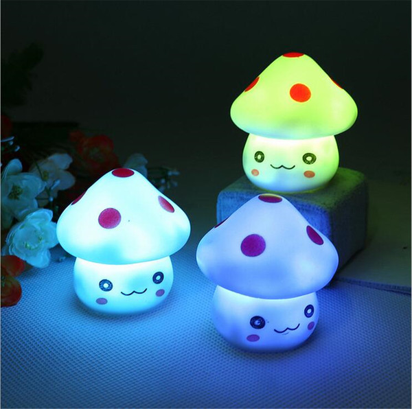 New Cute LED Mushroom Lamp 6.5cm Color Changing Party Lights Mini Soft Baby Child Sleeping Nightlight Novelty Luminous Toy Gift