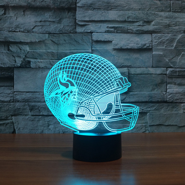 Free Shipping 3D American football team helmet led light furniture model