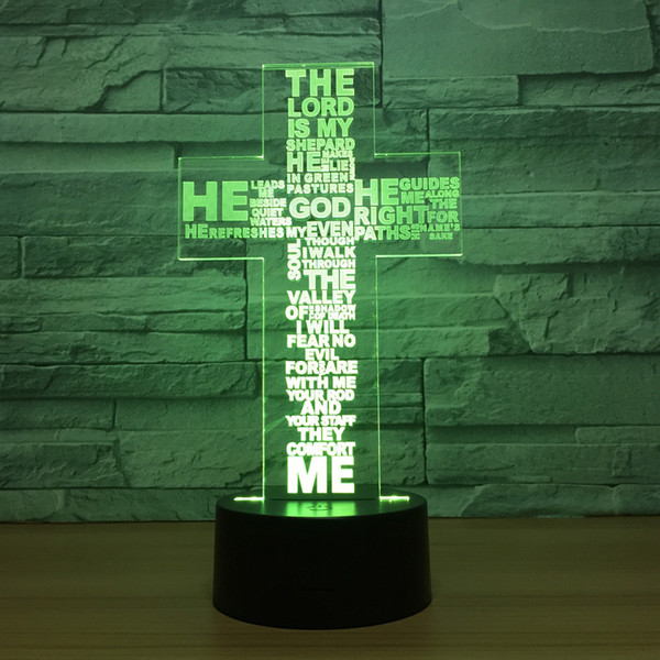 Christ Jesus Cross 3D Night Light 7 Colors Change LED Lamp Desk Table Art Home Child Bedroom Decoration Lighting Wholesale Dropshipping