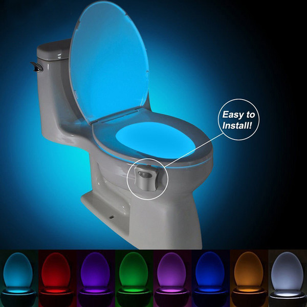 Toilet Night light LED Lamp Smart Bathroom Human Motion Activated PIR 8 Colours Automatic RGB Backlight for Toilet Bowl Lights