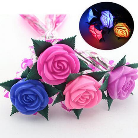 Flower Rose Flashing LED Flash Light Wedding Favors Night Lights Lamps Light Up Toy Festival Party Decoration Romantic Valentine's Day Gift