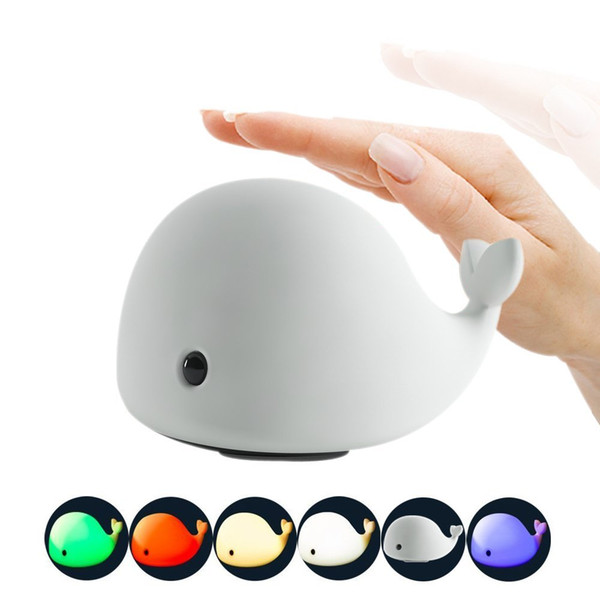 Wholesale Lovely Dolphin USB Rechargeable Children Night Light Baby whale Multicolor LED Light silicone Pat lamp bedside touch Dolphin Light