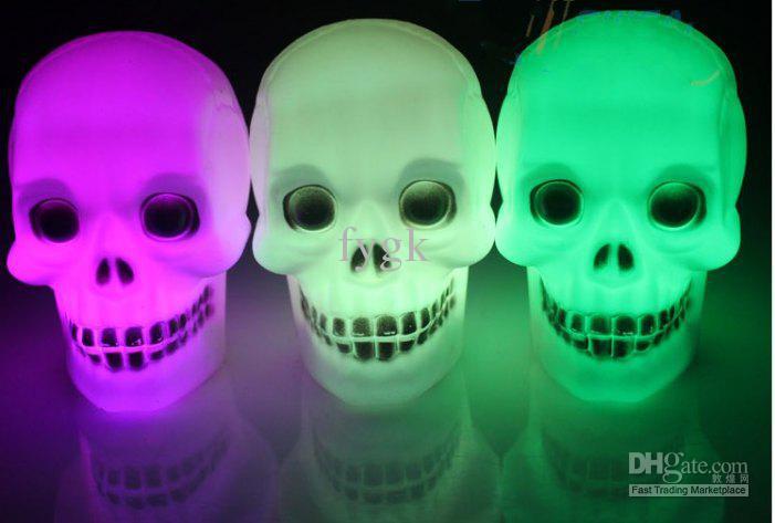 free shipping Halloween skull LED decorations Night light electronic colorful change colors small night light 20pc