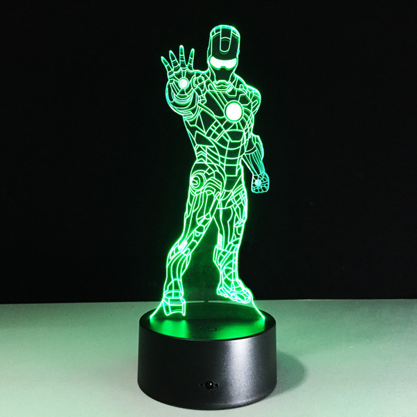 2017 Iron Man 3D Optical Illusion Lamp Night Light DC 5V USB AA Battery Wholesale Dropshipping Free Shipping Retail Box