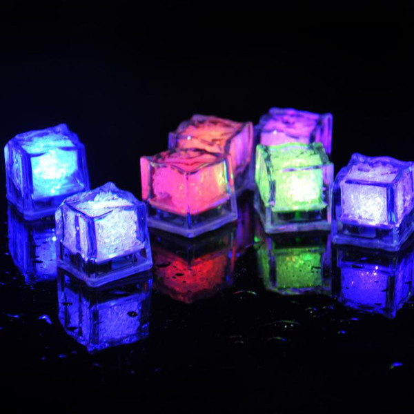 simulation ice cubes Led Lights Polychrome Flash Ice Liquid Sensor Glowing Ice Cube Submersible Lights Decor Light Up Bar Club Wedding Party